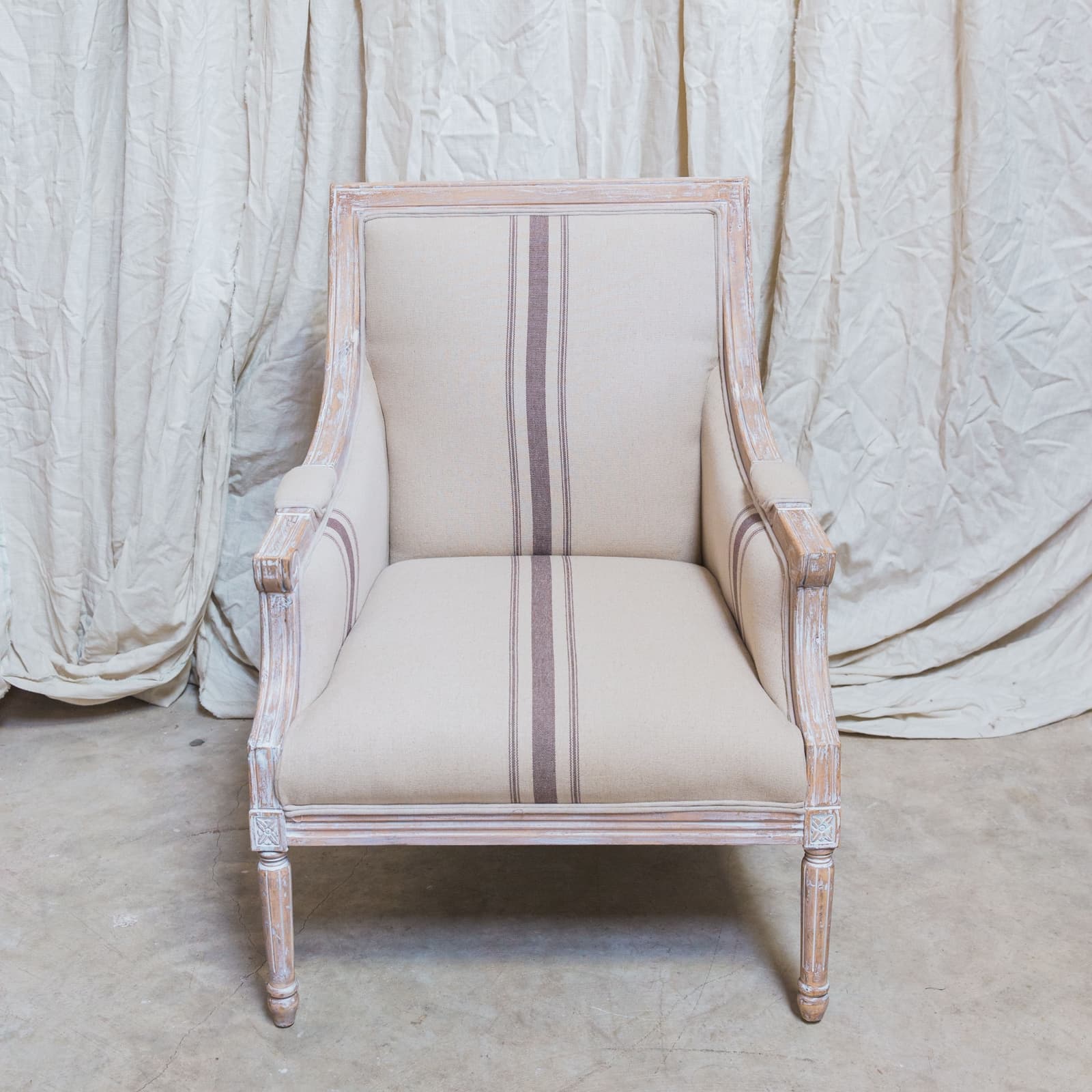 Vintage Upholstered Chair Rentals French Stripe Chair